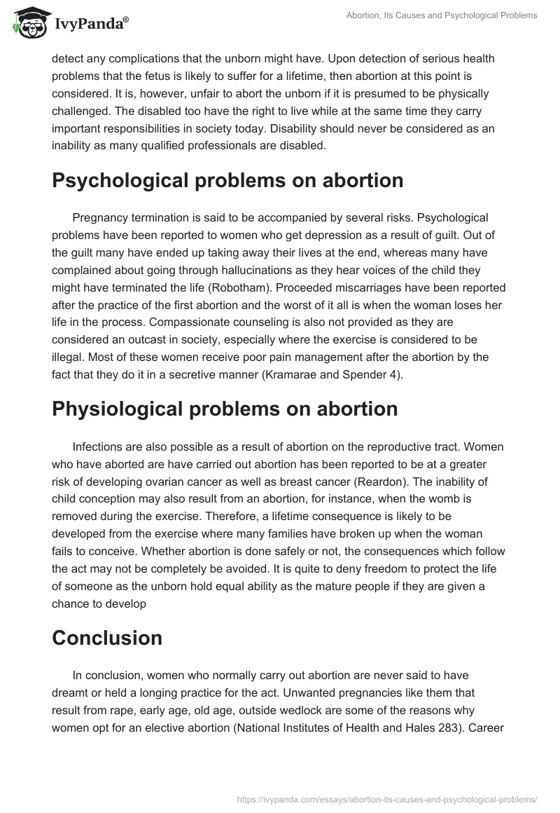 Abortion, Its Causes and Psychological Problems. Page 2