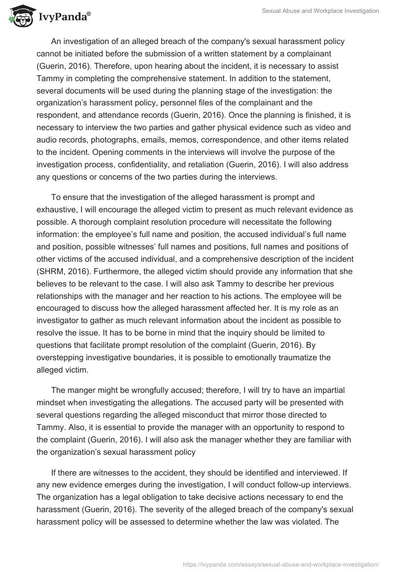 Sexual Abuse and Workplace Investigation. Page 2