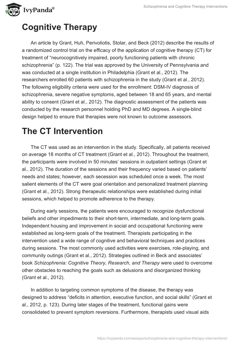 Schizophrenia and Cognitive Therapy Interventions. Page 2