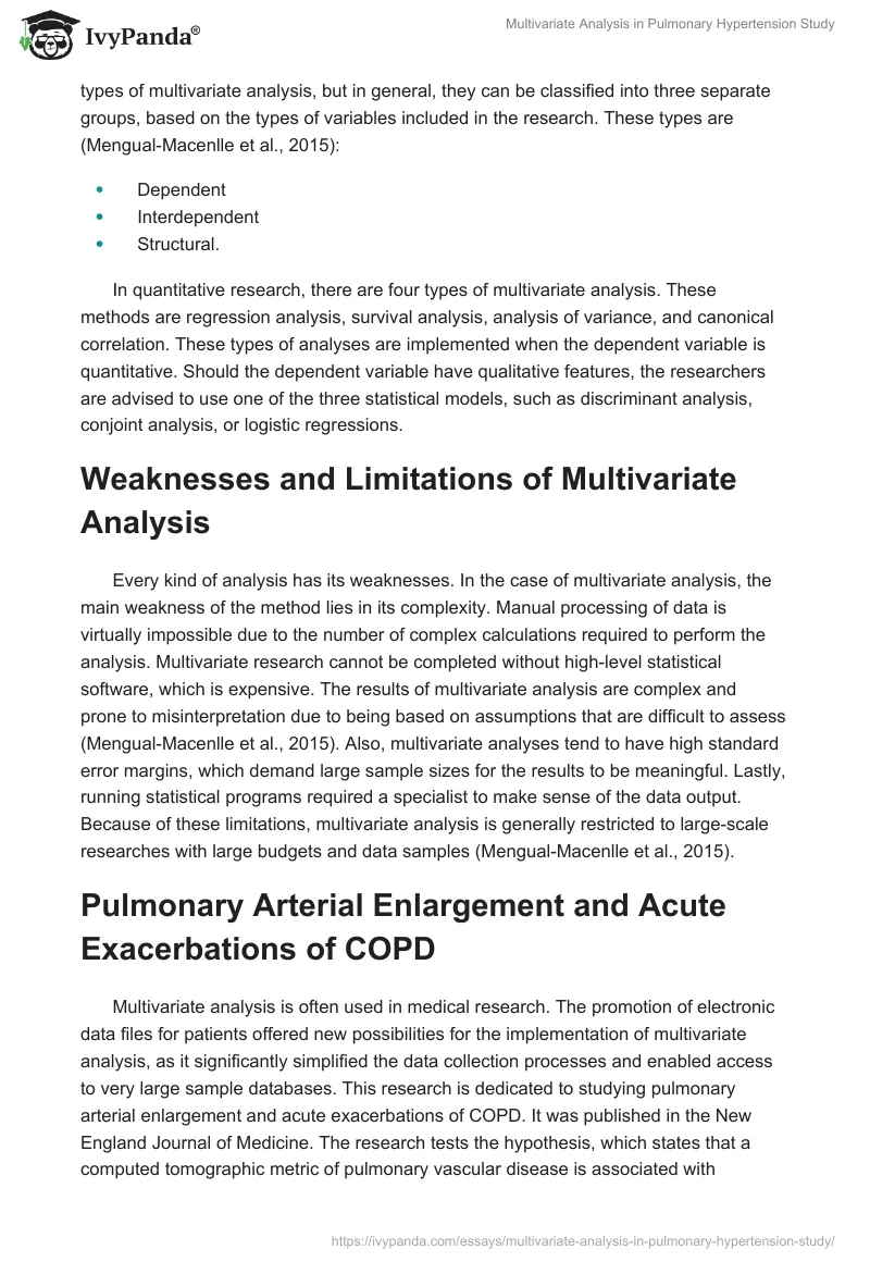 Multivariate Analysis in Pulmonary Hypertension Study. Page 2