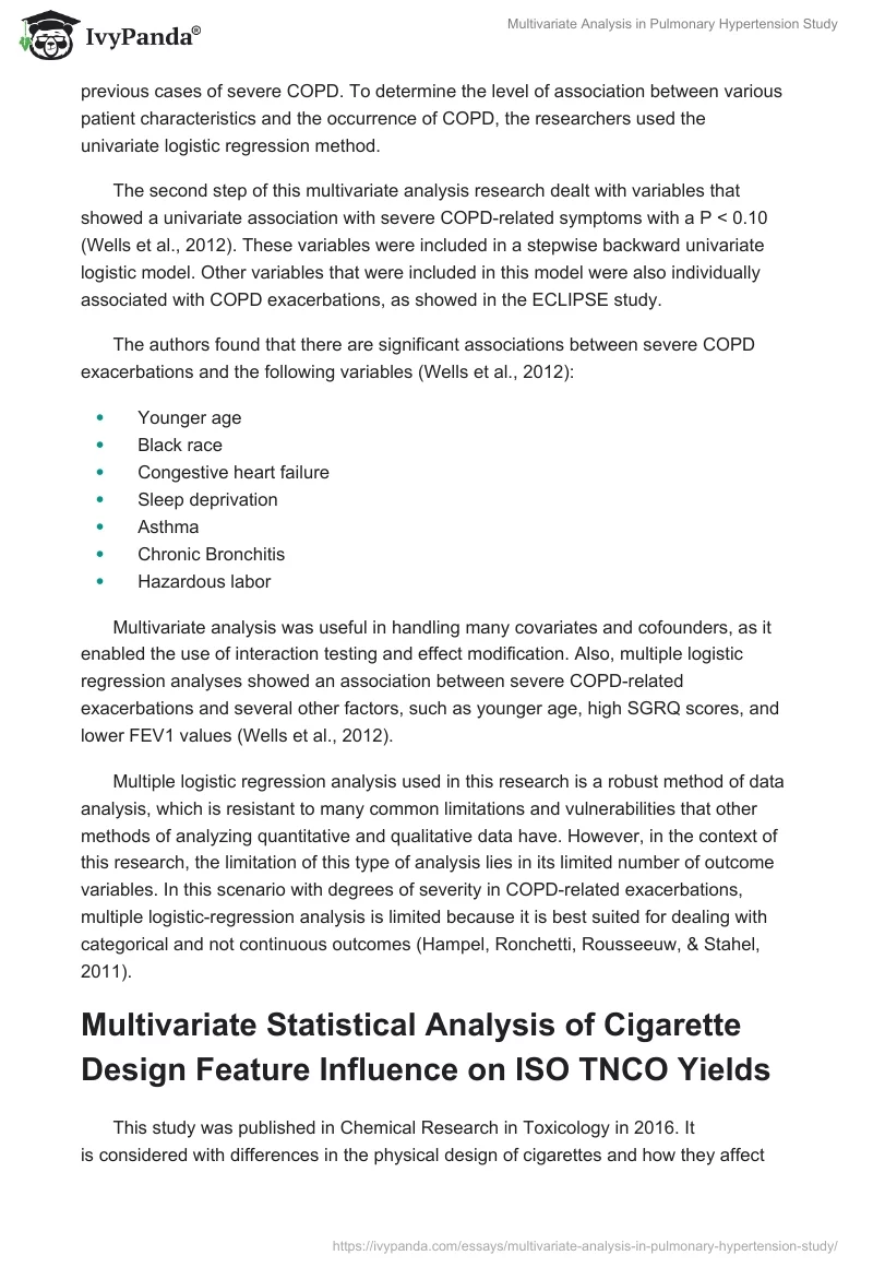 Multivariate Analysis in Pulmonary Hypertension Study. Page 3