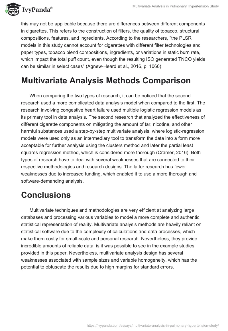 Multivariate Analysis in Pulmonary Hypertension Study. Page 5