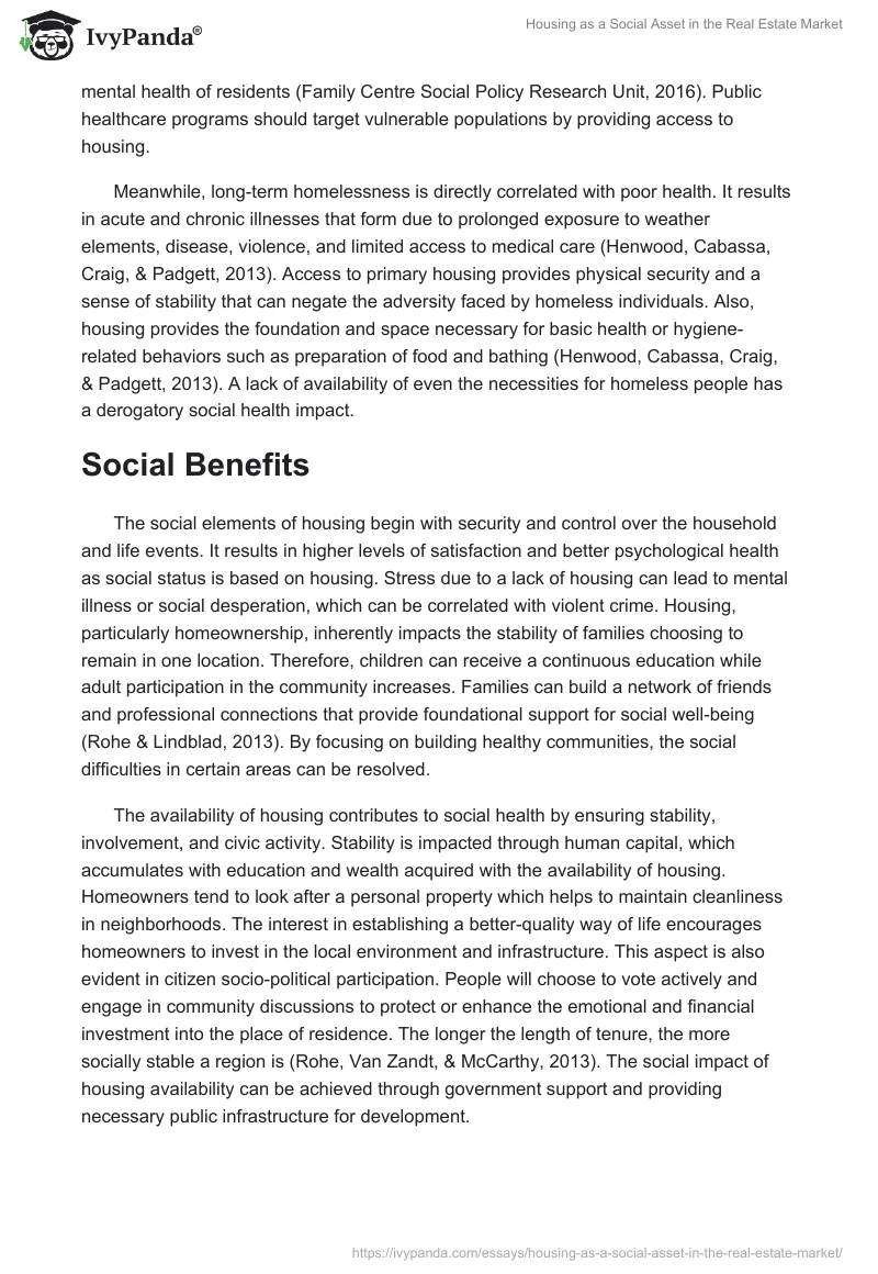 Housing as a Social Asset in the Real Estate Market. Page 2