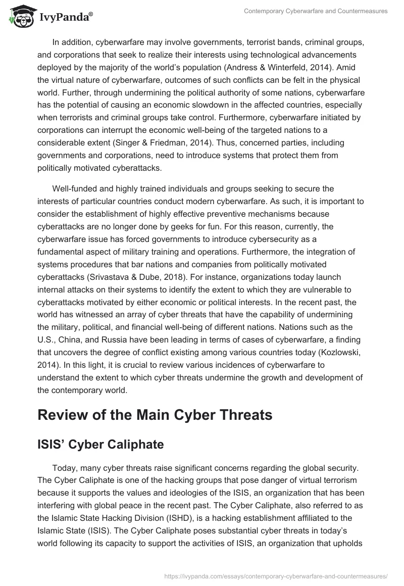 Contemporary Cyberwarfare and Countermeasures. Page 3