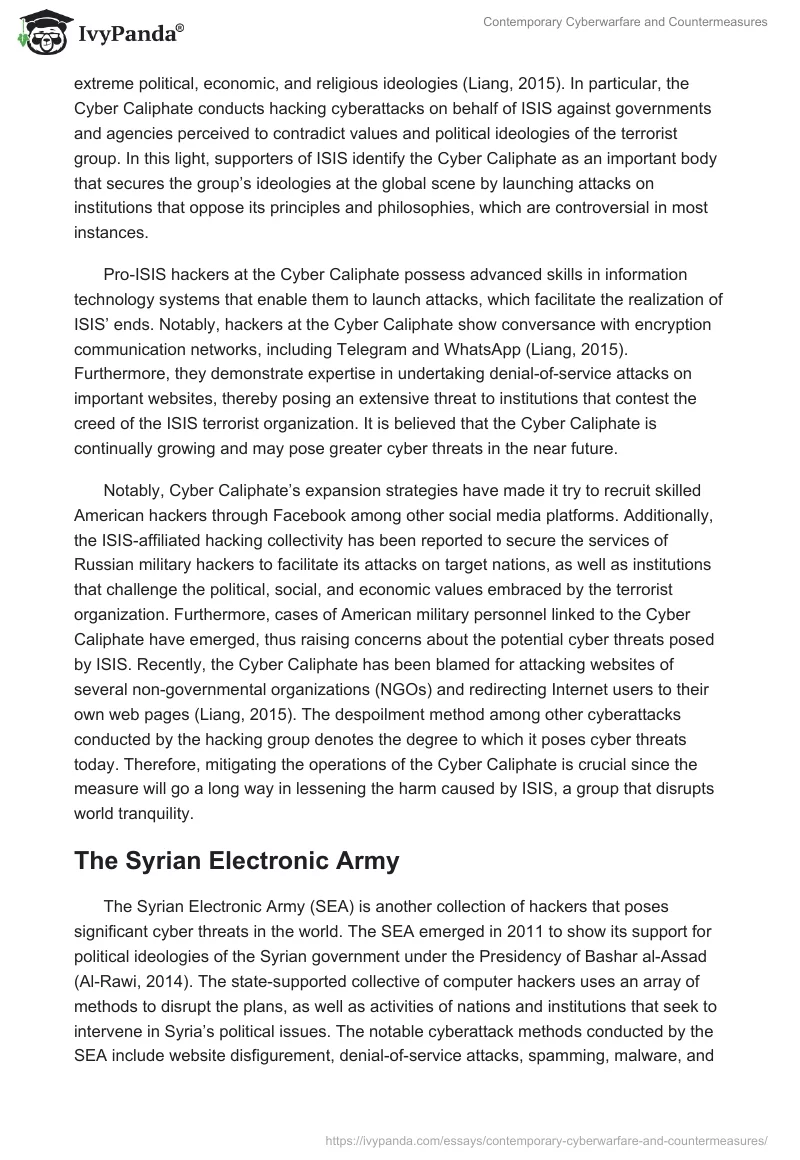 Contemporary Cyberwarfare and Countermeasures. Page 4