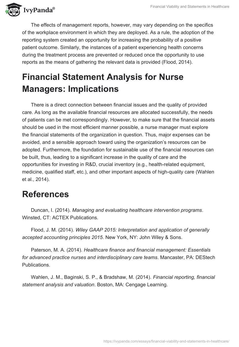 Financial Viability and Statements in Healthcare. Page 3