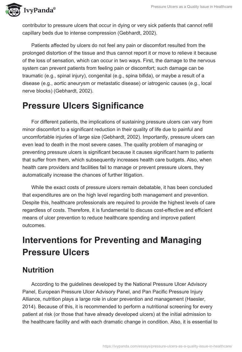 Pressure Ulcers as a Quality Issue in Healthcare. Page 3