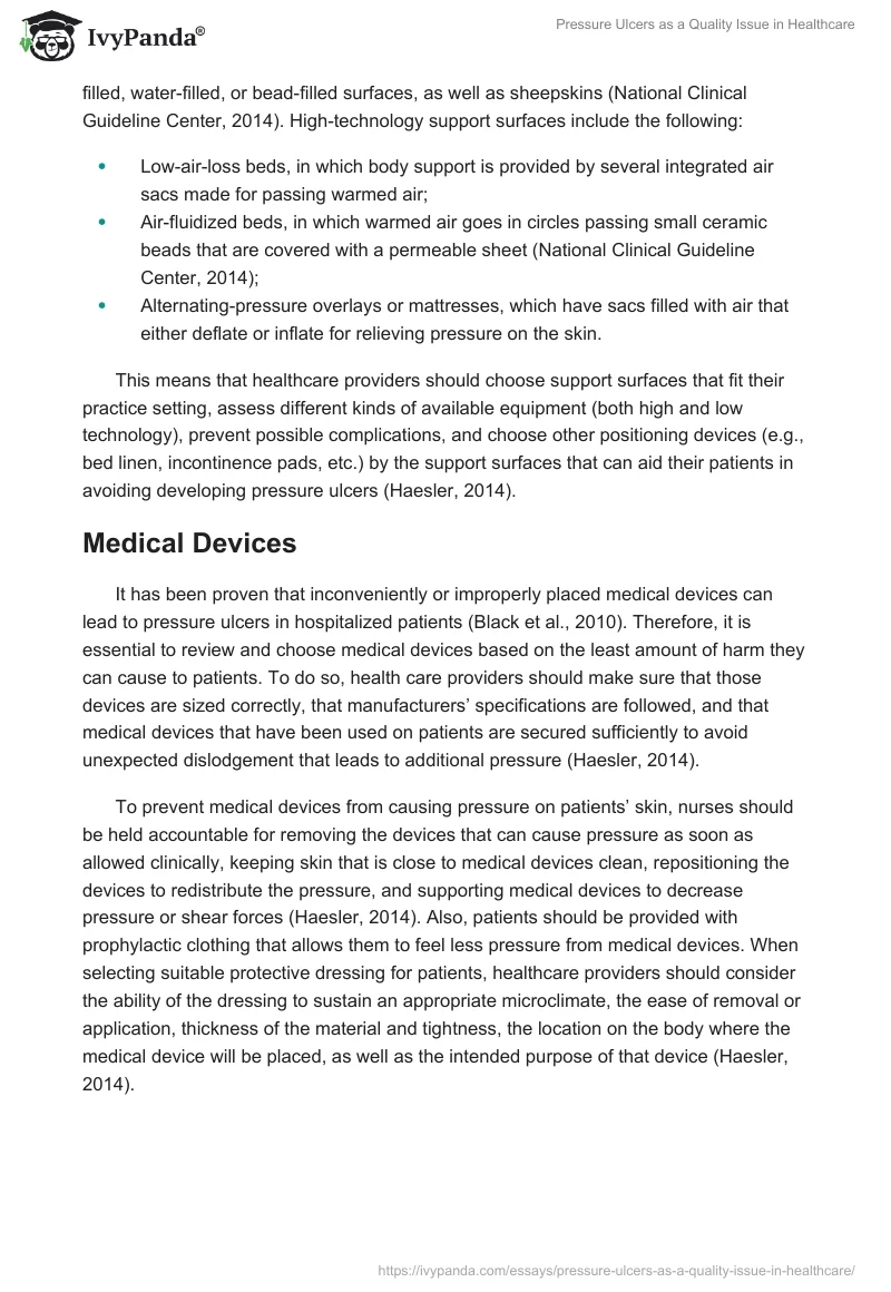 Pressure Ulcers as a Quality Issue in Healthcare. Page 5