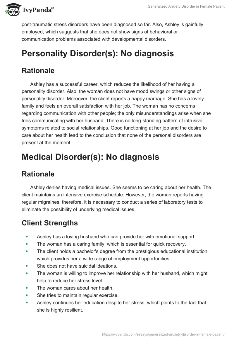 Generalized Anxiety Disorder in Female Patient. Page 2