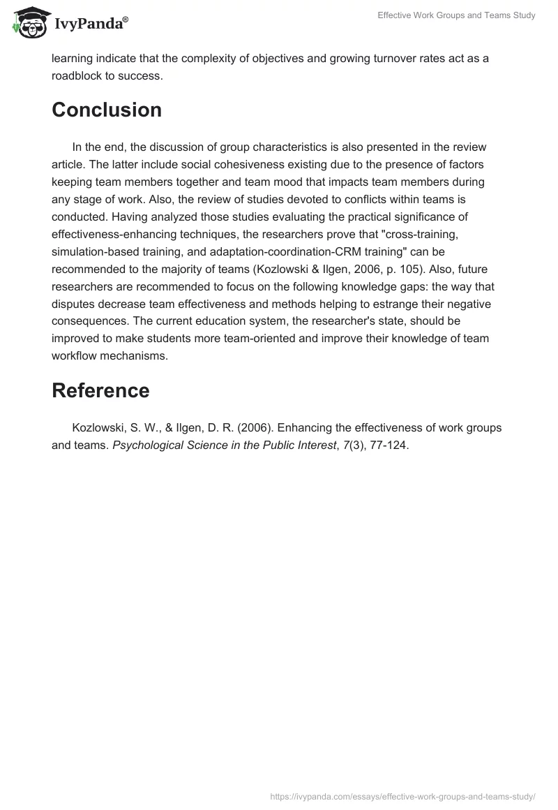 Effective Work Groups and Teams Study. Page 3