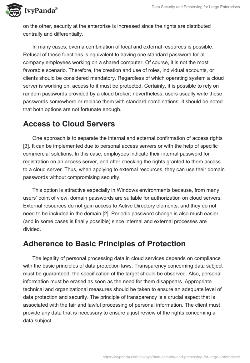 Data Security and Preserving for Large Enterprises. Page 2