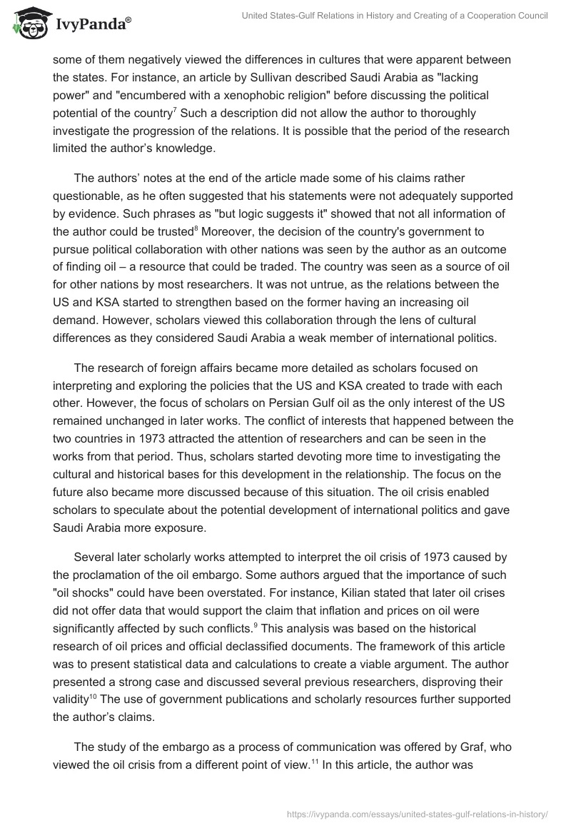 United States-Gulf Relations in History and Creating of a Cooperation Council. Page 5