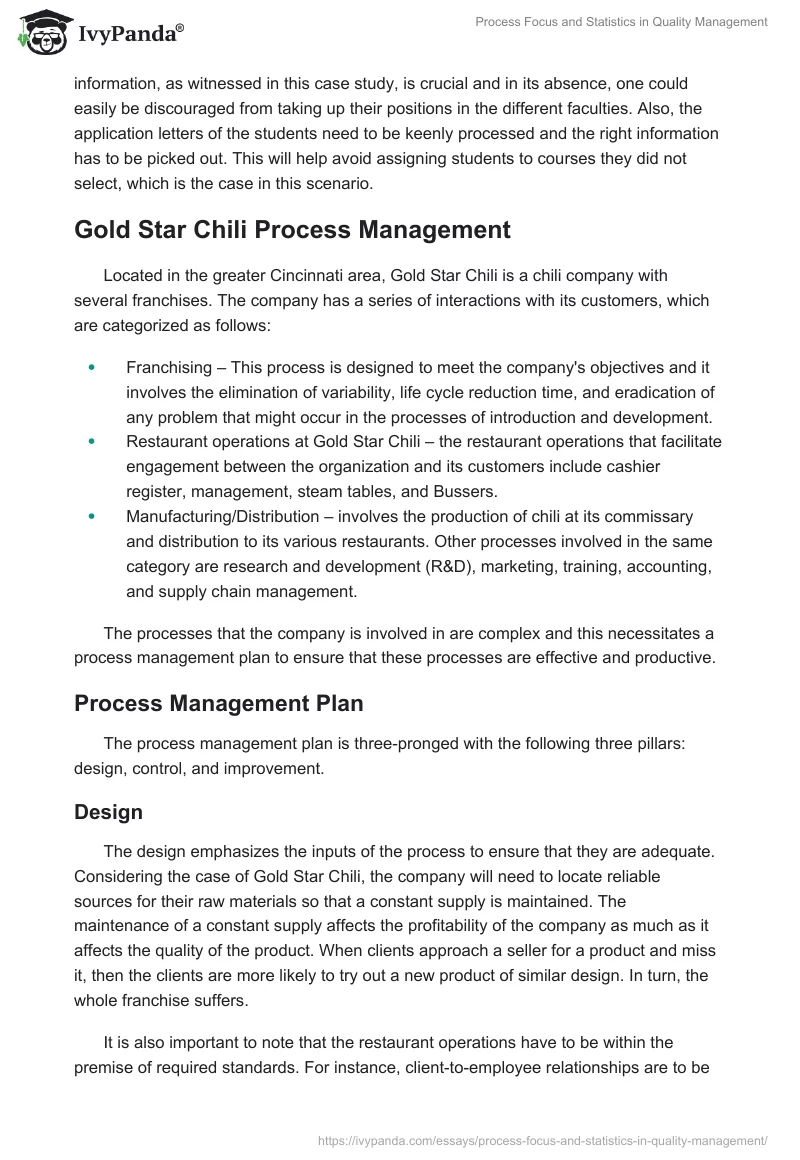 Process Focus and Statistics in Quality Management. Page 3