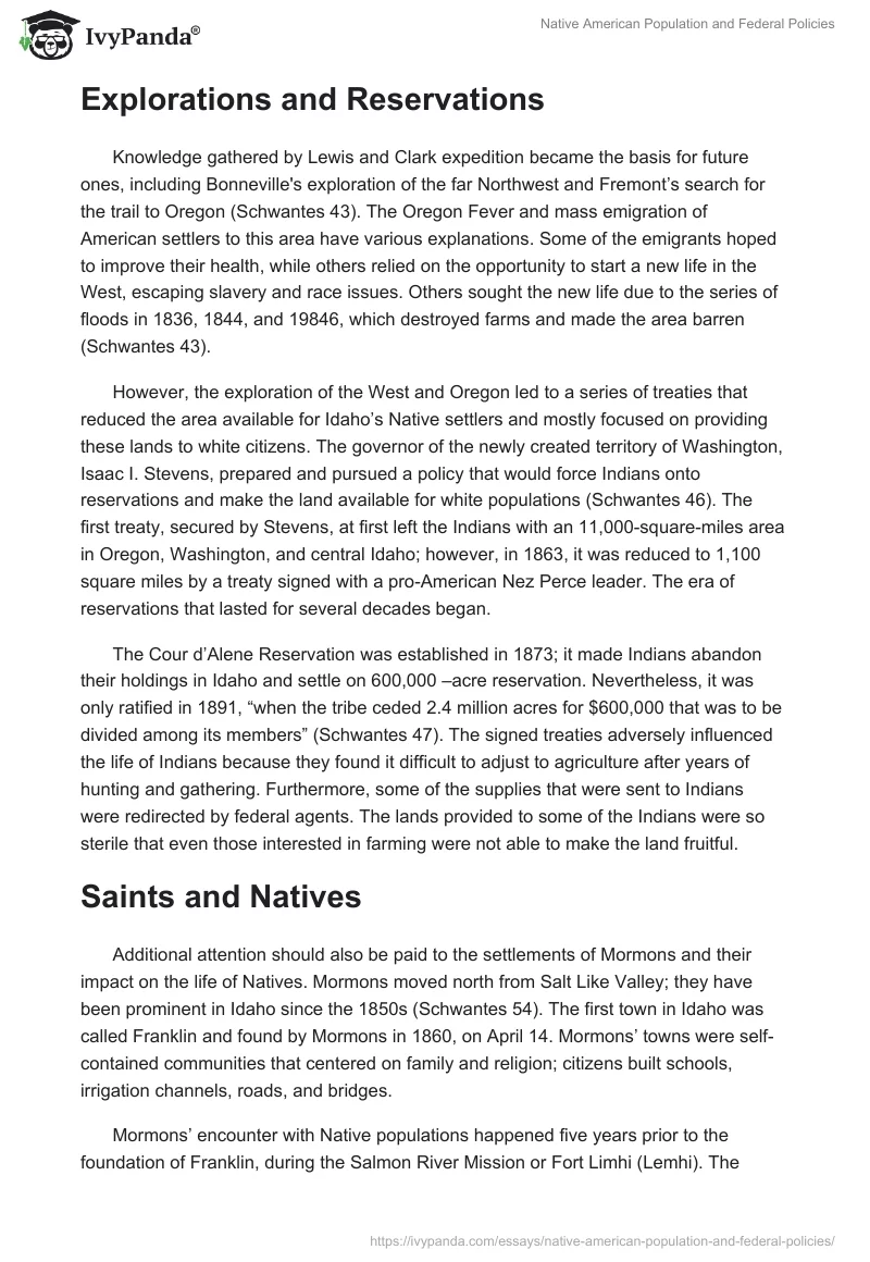 Native American Population and Federal Policies. Page 2