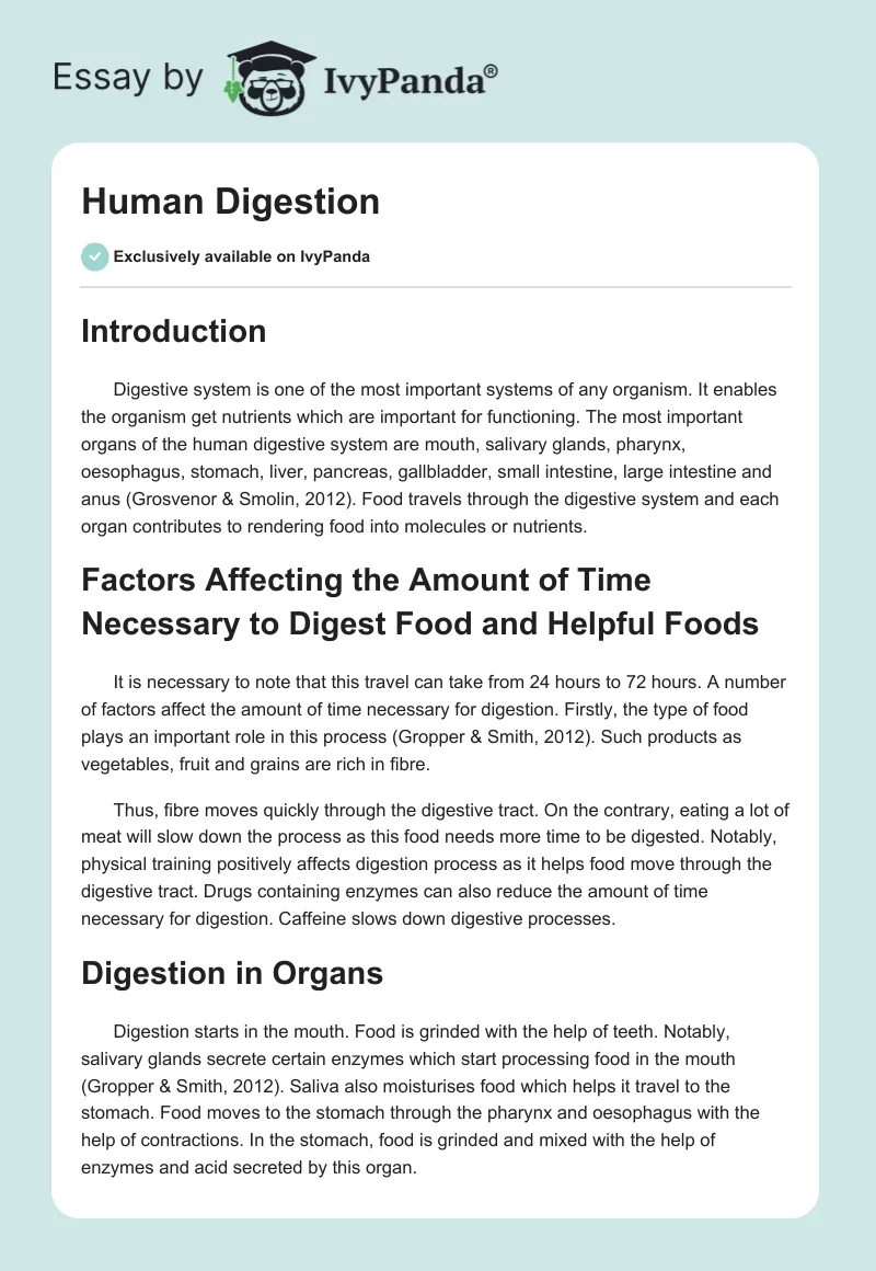Human Digestion. Page 1