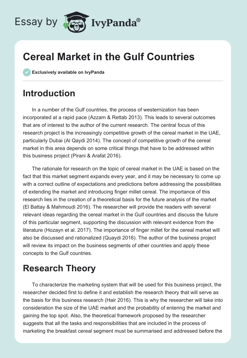 Cereal Market in the Gulf Countries. Page 1