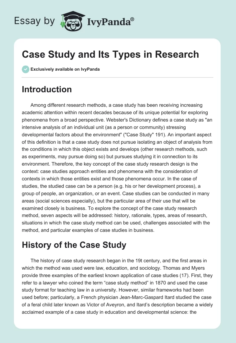 Case Study and Its Types in Research. Page 1
