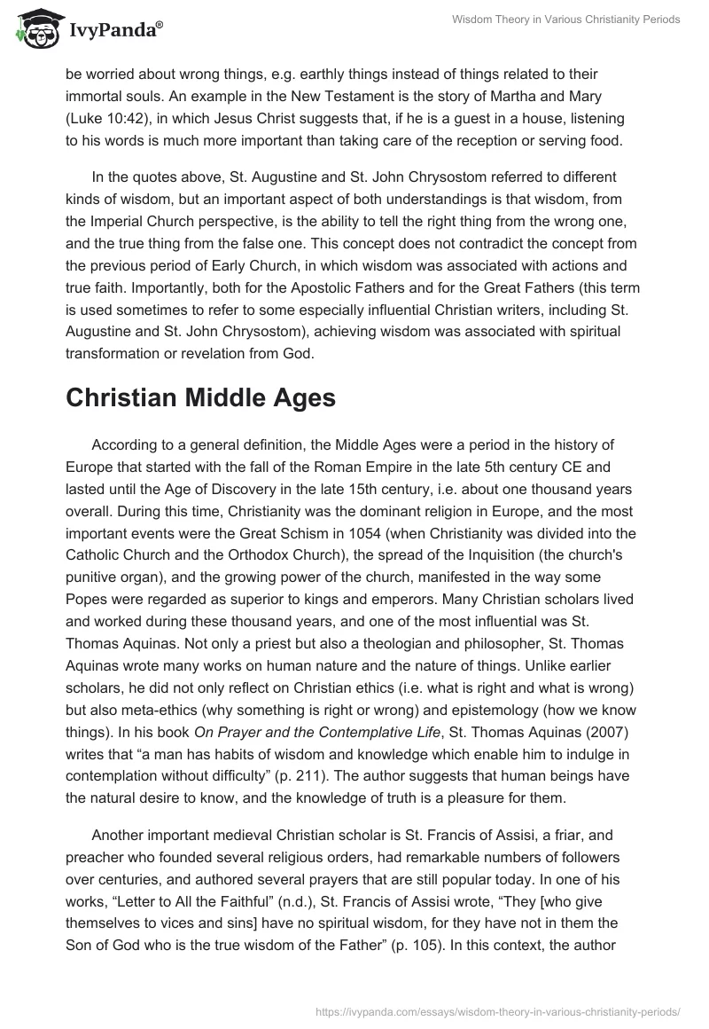 Wisdom Theory in Various Christianity Periods. Page 3