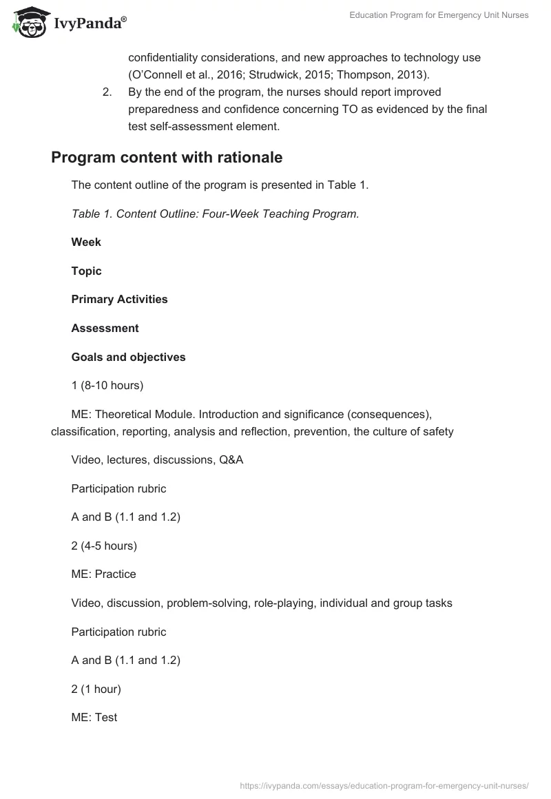 Education Program for Emergency Unit Nurses. Page 3