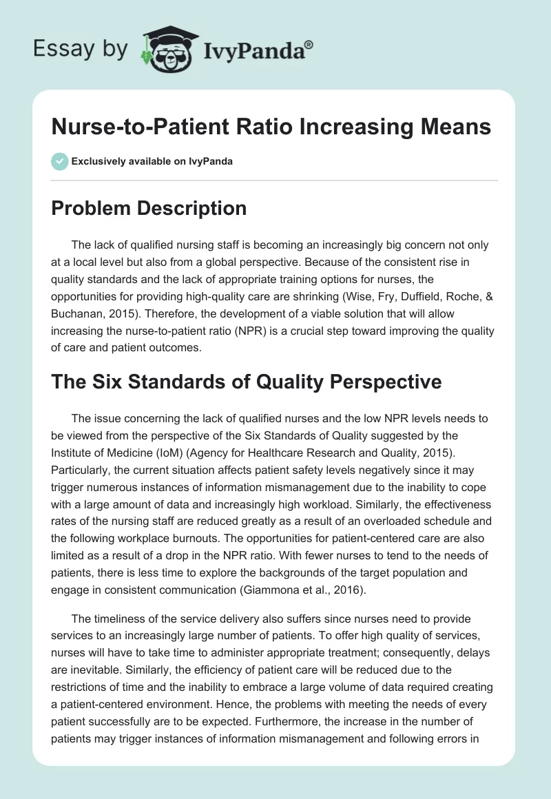 Nurse-to-Patient Ratio Increasing Means. Page 1