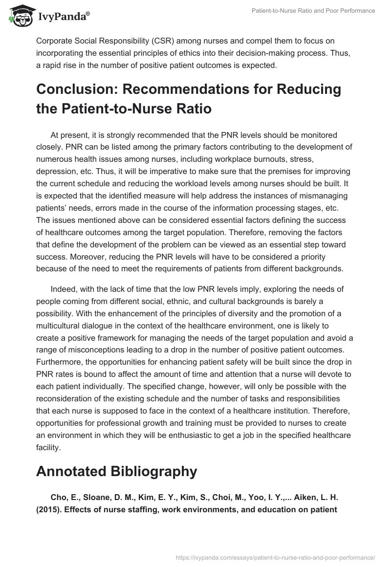 Patient-To-Nurse Ratio and Poor Performance. Page 2