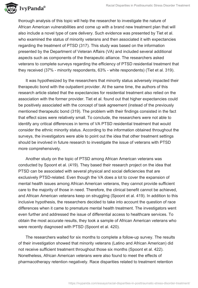 Racial Disparities in Posttraumatic Stress Disorder Treatment. Page 2
