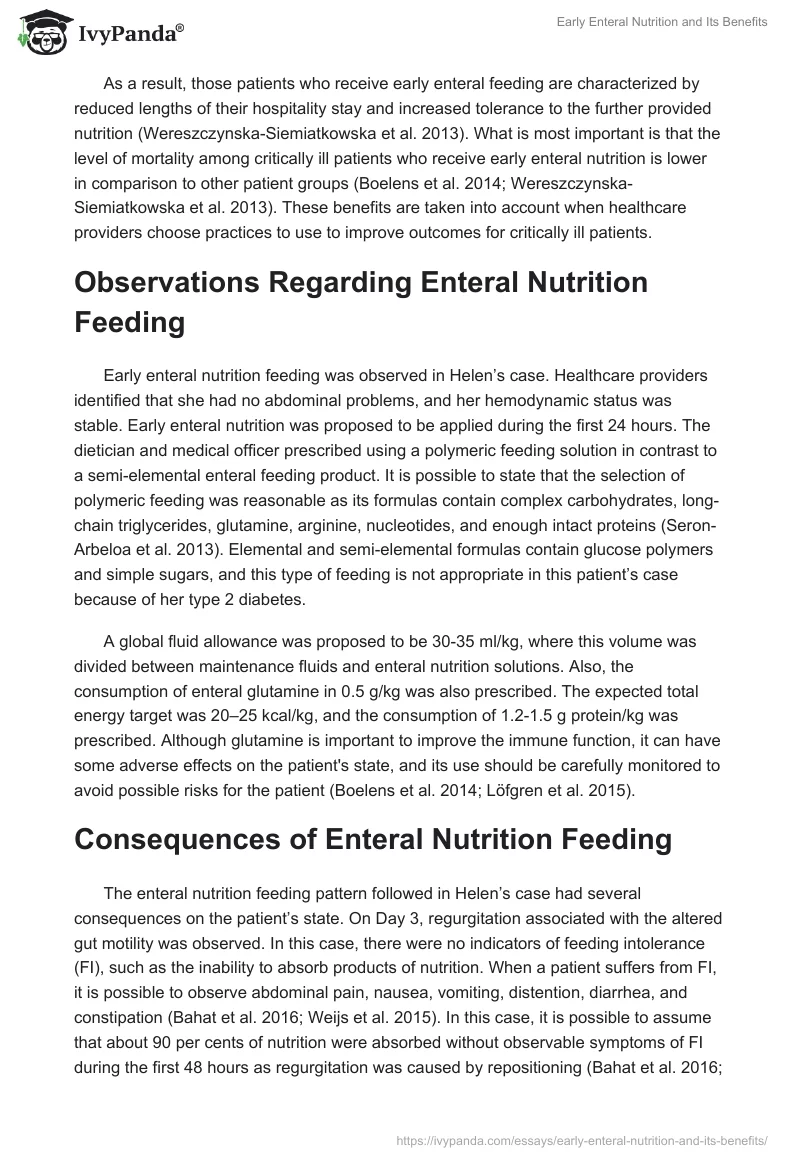 Early Enteral Nutrition and Its Benefits. Page 2