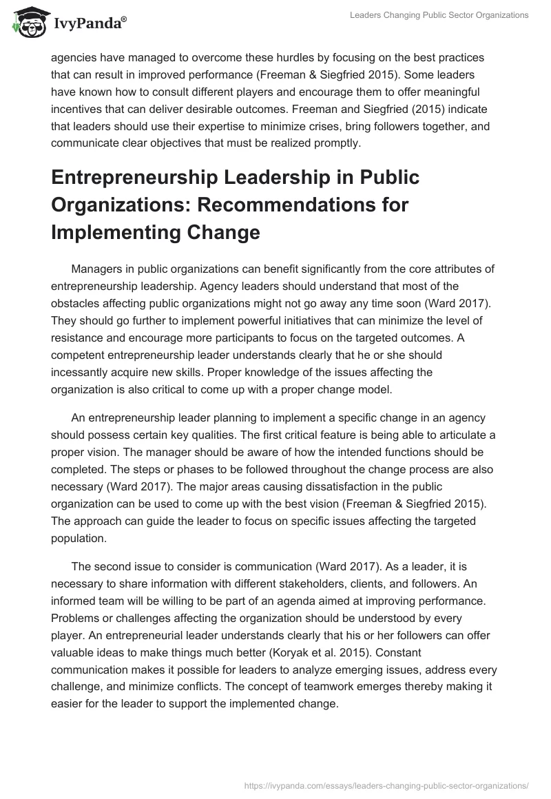 Leaders Changing Public Sector Organizations. Page 5