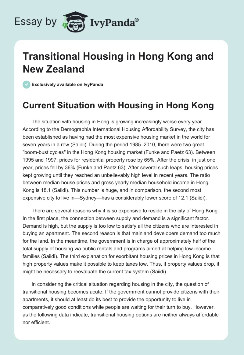 Transitional Housing in Hong Kong and New Zealand. Page 1