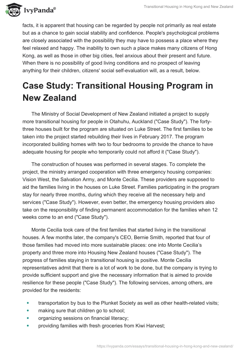 Transitional Housing in Hong Kong and New Zealand. Page 3