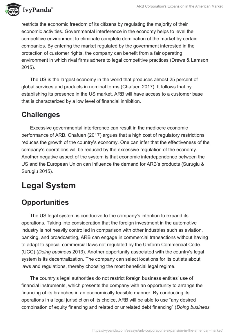 ARB Corporation's Expansion in the American Market. Page 4