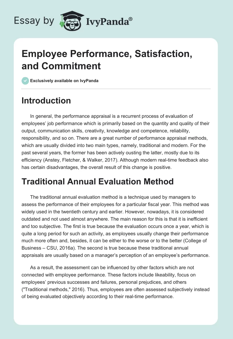 Employee Performance, Satisfaction, and Commitment. Page 1