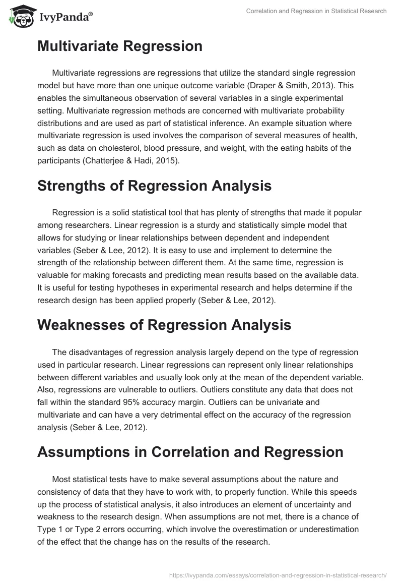 Correlation and Regression in Statistical Research. Page 3