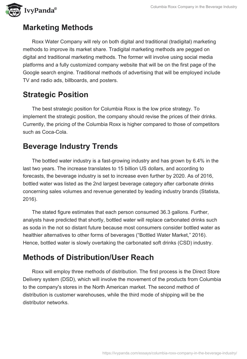 Columbia Roxx Company in the Beverage Industry. Page 2