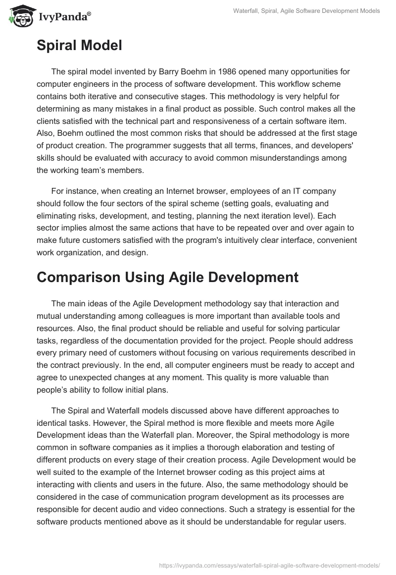 Waterfall, Spiral, Agile Software Development Models. Page 2