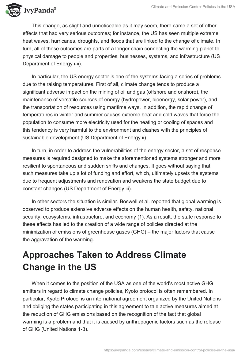 Climate and Emission Control Policies in the USA. Page 2