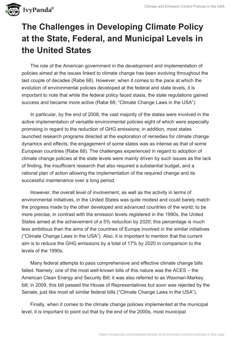Climate and Emission Control Policies in the USA. Page 4