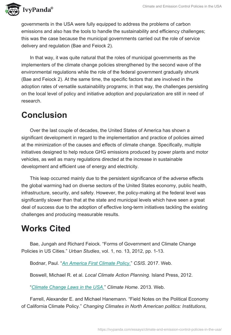 Climate and Emission Control Policies in the USA. Page 5