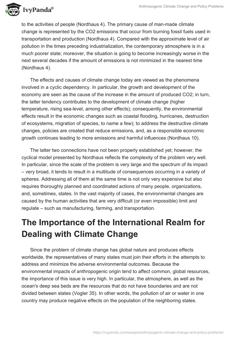 Anthropogenic Climate Change and Policy Problems. Page 2