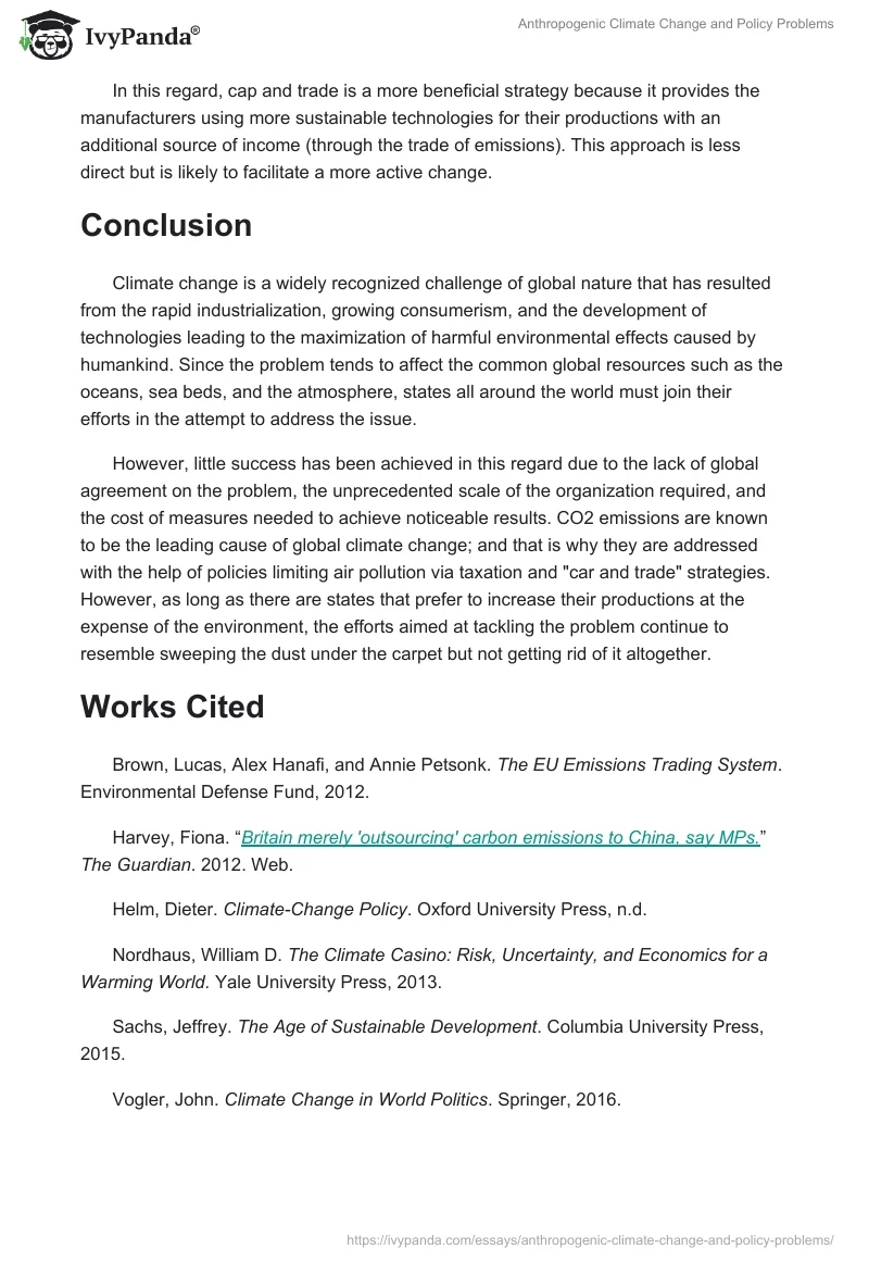 Anthropogenic Climate Change and Policy Problems. Page 5