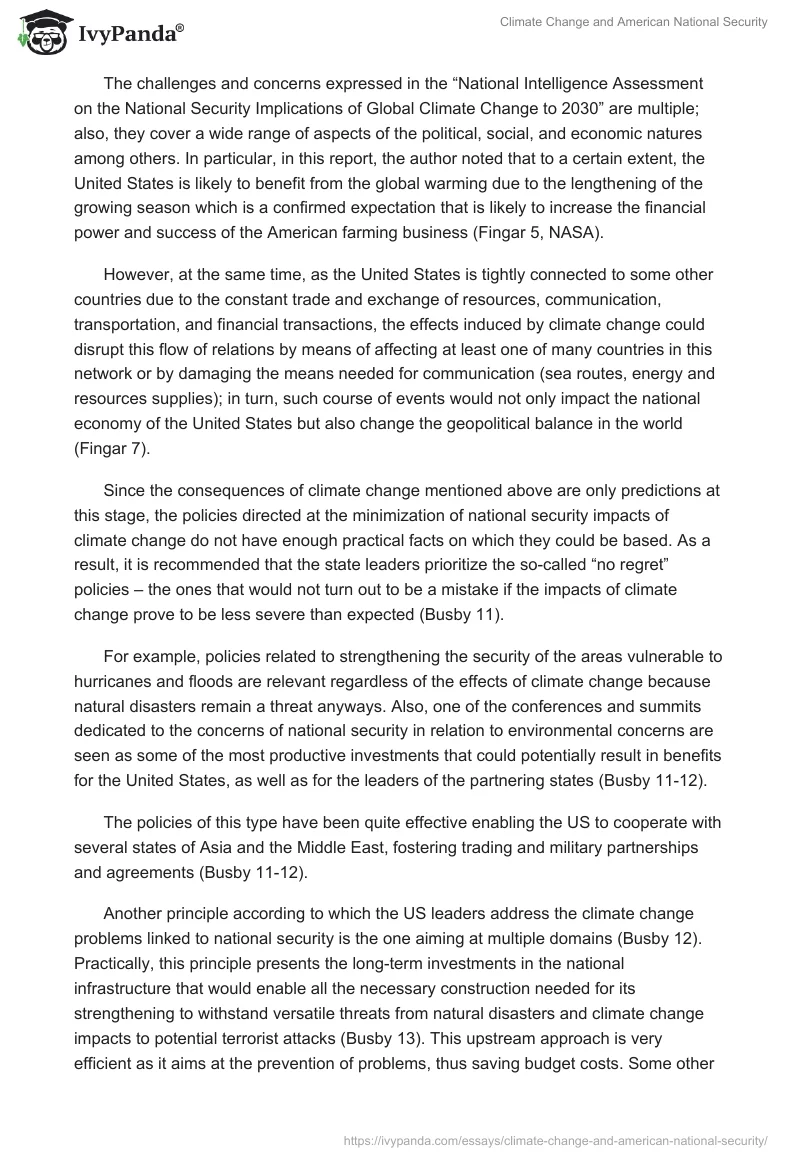 Climate Change and American National Security. Page 4