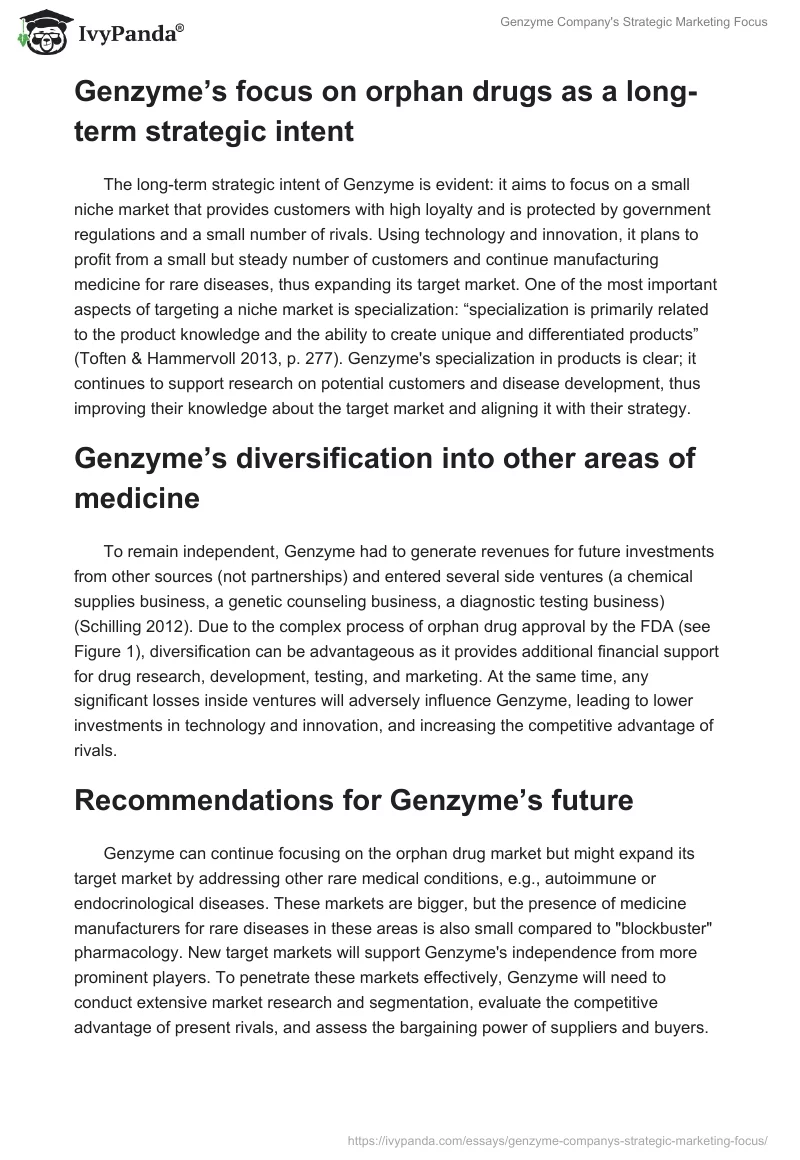 Genzyme Company's Strategic Marketing Focus. Page 2
