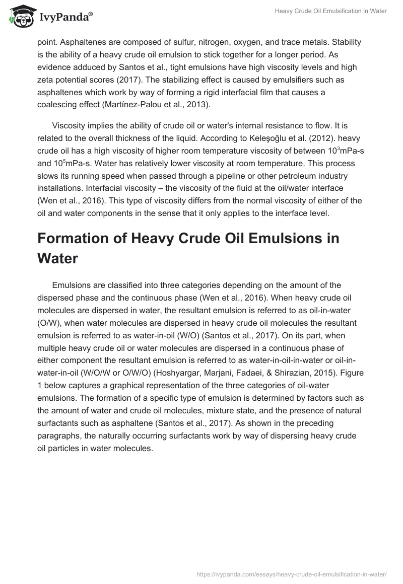 Heavy Crude Oil Emulsification in Water. Page 3