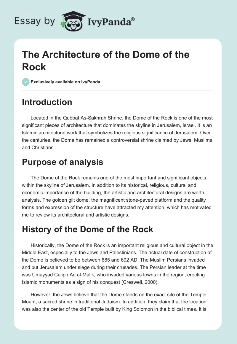 The Architecture of the Dome of the Rock. Page 1