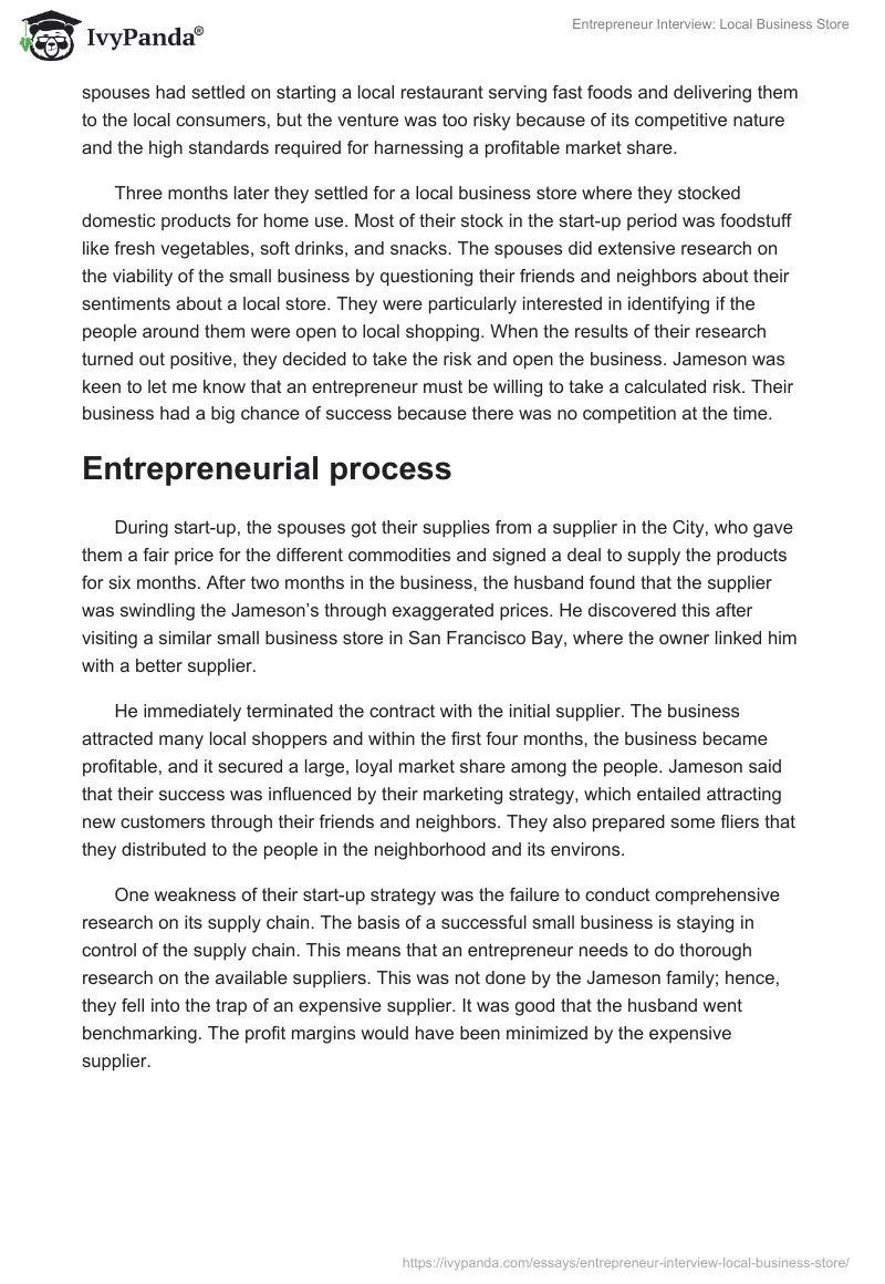 Entrepreneur Interview: Local Business Store. Page 2
