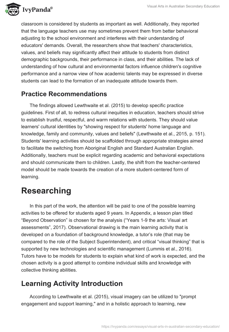 Visual Arts in Australian Secondary Education. Page 4