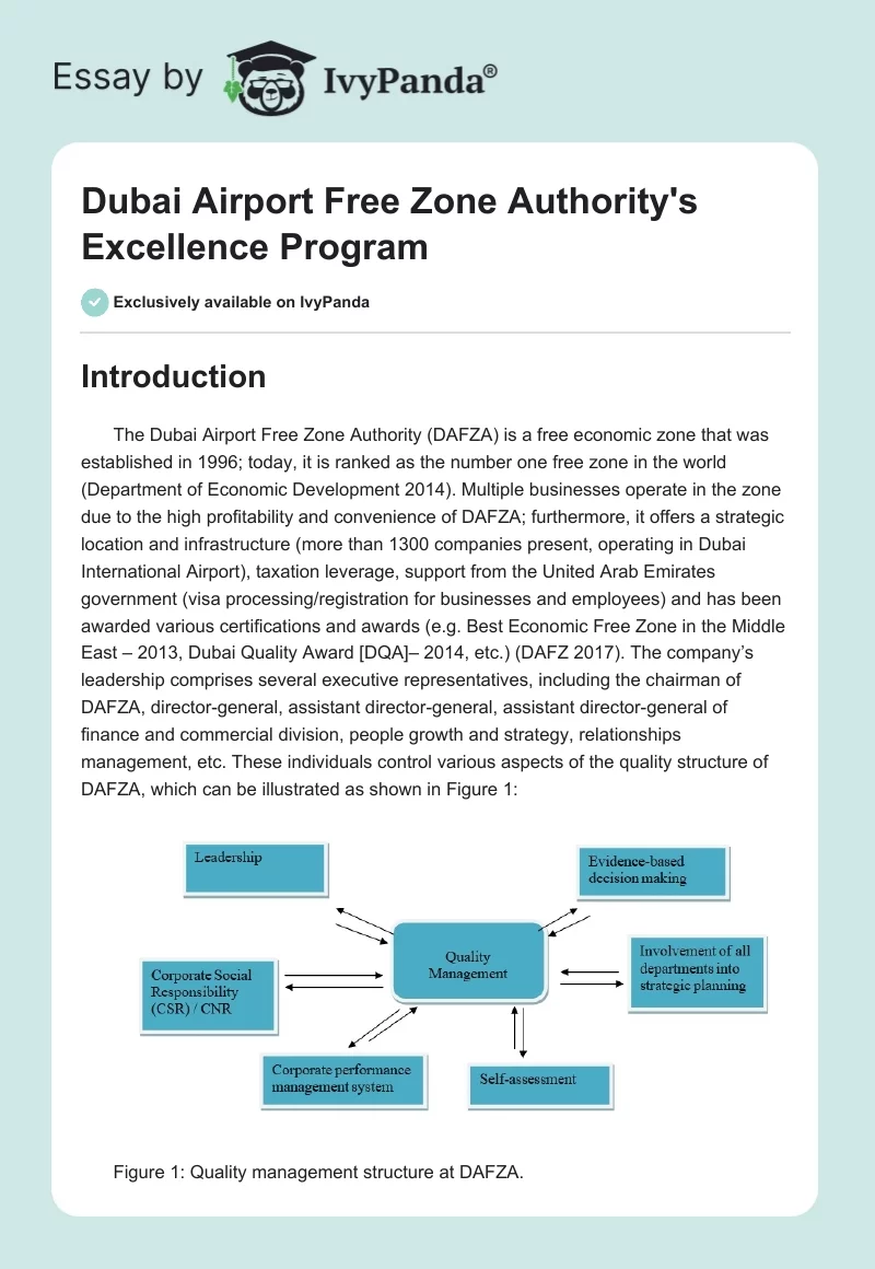Dubai Airport Free Zone Authority's Excellence Program. Page 1