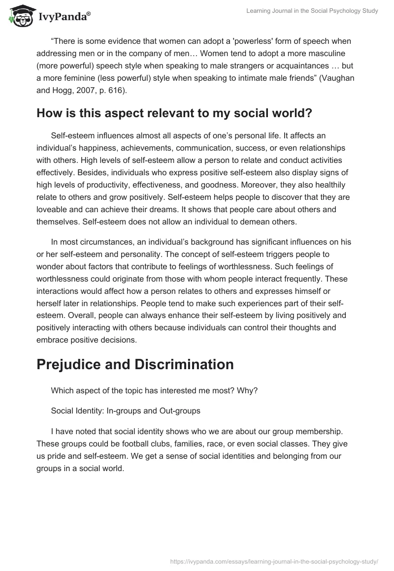 Learning Journal in the Social Psychology Study. Page 3