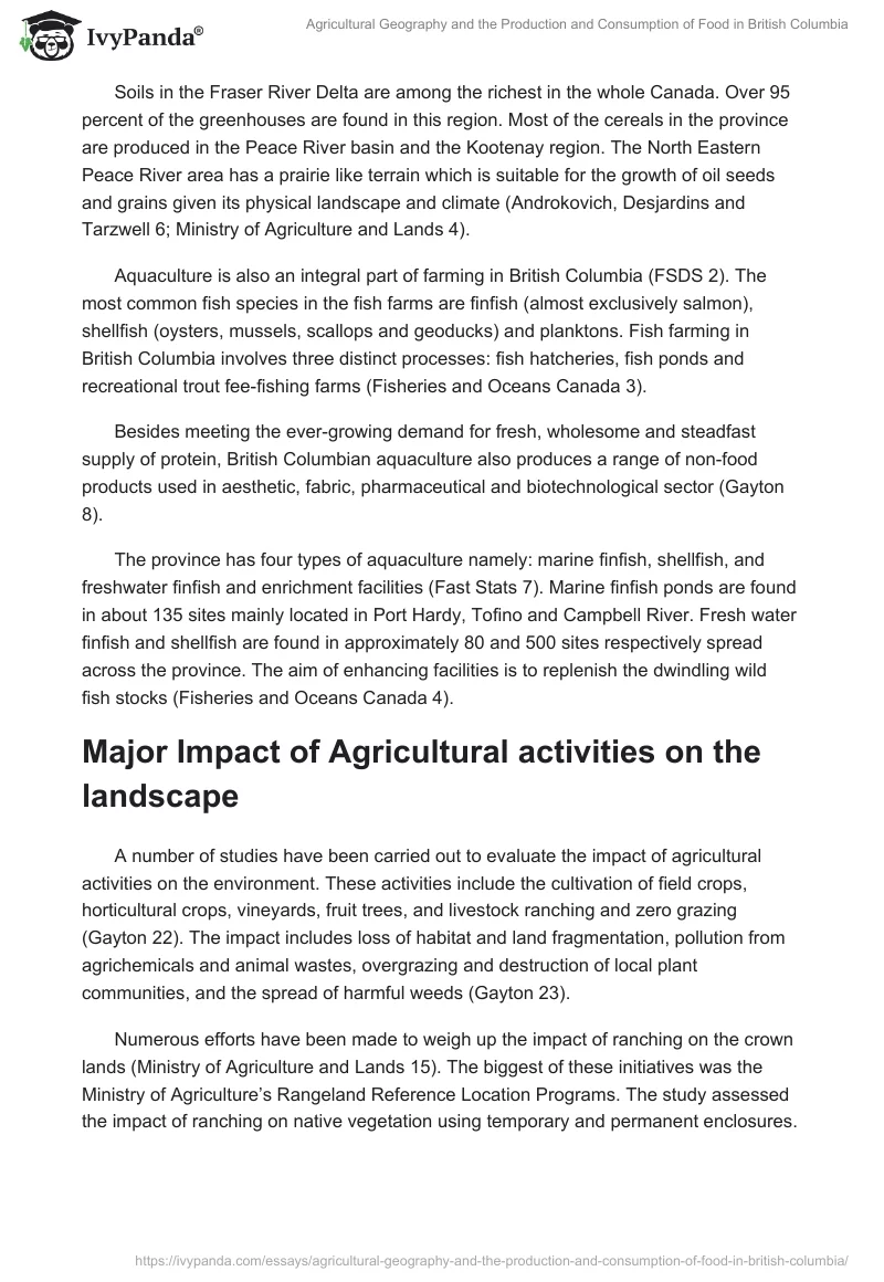 Agricultural Geography and the Production and Consumption of Food in British Columbia. Page 5