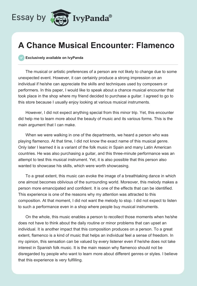A Chance Musical Encounter: Flamenco. Page 1